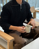 Cable pullover half zip-up knit