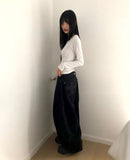 Cumin Brushed Cross Stud Balloon Wide Pants