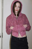 2 WAY Denim Ribbon CROP ZIPUP