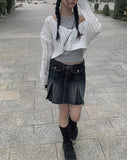 Koku denim pocket pleated skirt