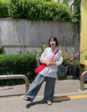 [BAONHAUS] Zmenz Seersucker Summer Banding Wide Pants