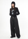 Eyelet 2-way short hood zip-up