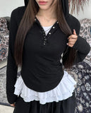Mic Button Hooded T-Shirt
