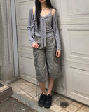 Mevni Dot Sleeveless Cardigan Set