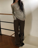 Roden One-Shoulder Flower Print Long-Sleeve T-Shirt
