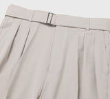 Two Tuck Semi Wide Belt Slacks