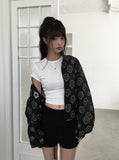 Bari Flower See-Through String Windbreaker Jacket
