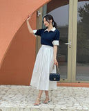 Mailing Layered Color Matching Shirt Zip-up Knit