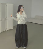 4-season Non-fade Raw Balloon Wide Jogger Banding Pants