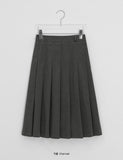 Canpers Brushed Cotton Pleated Banding Midi Skirt