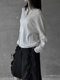 Herringbone punching two-way knit zip-up