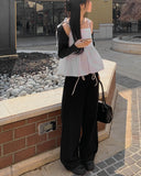 Summer Corset Shirring Sleeveless Ribbon Blouse