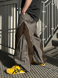 Nylon Two-Tone Curve Line Pants