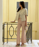 Delia Cotton Wide Banding Denim Pants