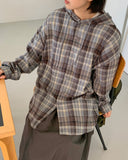 Hyukenli Check Over Hood Long Sleeve Shirt