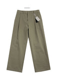 One tuck back banding wide cotton pants