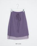 Haya Embossed Floral Layered Banding Midi Skirt