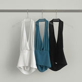 Glam Back Open Shirring Halterneck Sleeveless