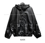 Binsi Pocket Overfit Hood Leather Jumper