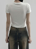 Rebed brushed cropped short sleeve T-shirt