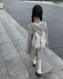 Niche Shirring Crop Hood Long Sleeve T-shirt