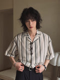 eddieroll pleated striped half shirt