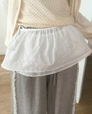 Huli check plain lace wrap skirt