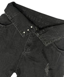 folded button denim