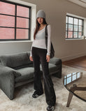 Two-Tone Layered Ribbed U-neck Long Sleeve