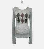 Argyle See-Through Long Sleeve T-Shirt