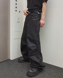 Cozy Stud Coating Wide Pants