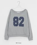 Rashi U-neck One Off-Shoulder Printing Sweatshirt