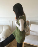 Kizen Wool Boucle Sleeveless Layered Vest Knit Mini One Piece