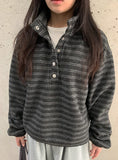Petans Brushed High Neck Stripe Fleece Sweatshirt
