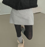 Soft Fur Fluffy Back Banding Mini Skirt