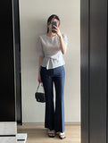 Raise Bootcut Denim Slacks Pants