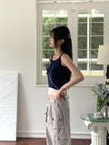 Meritz Ribbon String Hole Shirring Sleeveless