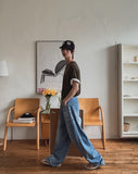 Wiz Button Washed Balloon Denim Pants