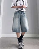 Milk Washing Bermuda Denim Pants