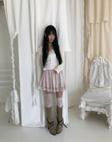 Putine Lace Satin Mini Skirt