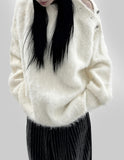 Wool 10%) Ditto Button Slit Knit