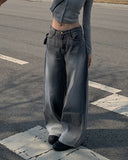 Canner black denim washing wide denim pants