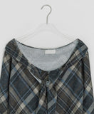 Sisson Check Scarf Off-Shoulder Long Sleeve Tee