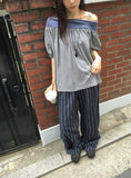 [BAONHAUS] Motren Stripe Linen Banding Pants