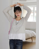 Raze boucle linen round knitwear long-sleeved cardigan