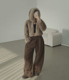 Two-Way Thick Brushed Cut Jogger Wide Banding Pants