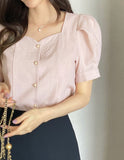 Livel Heart Neck Puff Blouse