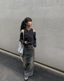 Kerum Washed Long Denim Skirt