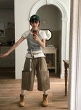 [BELT SET] FOLD OVER BERMUDA PANTS