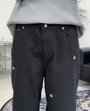 Rhoden flower embroidered cotton pants
